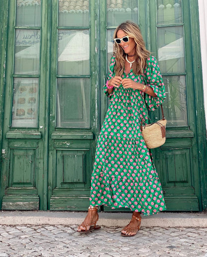 Boho Chic | Women's Maxi Dress with Tiered Skirt - Comfortable Summer Style in Plus Size 1