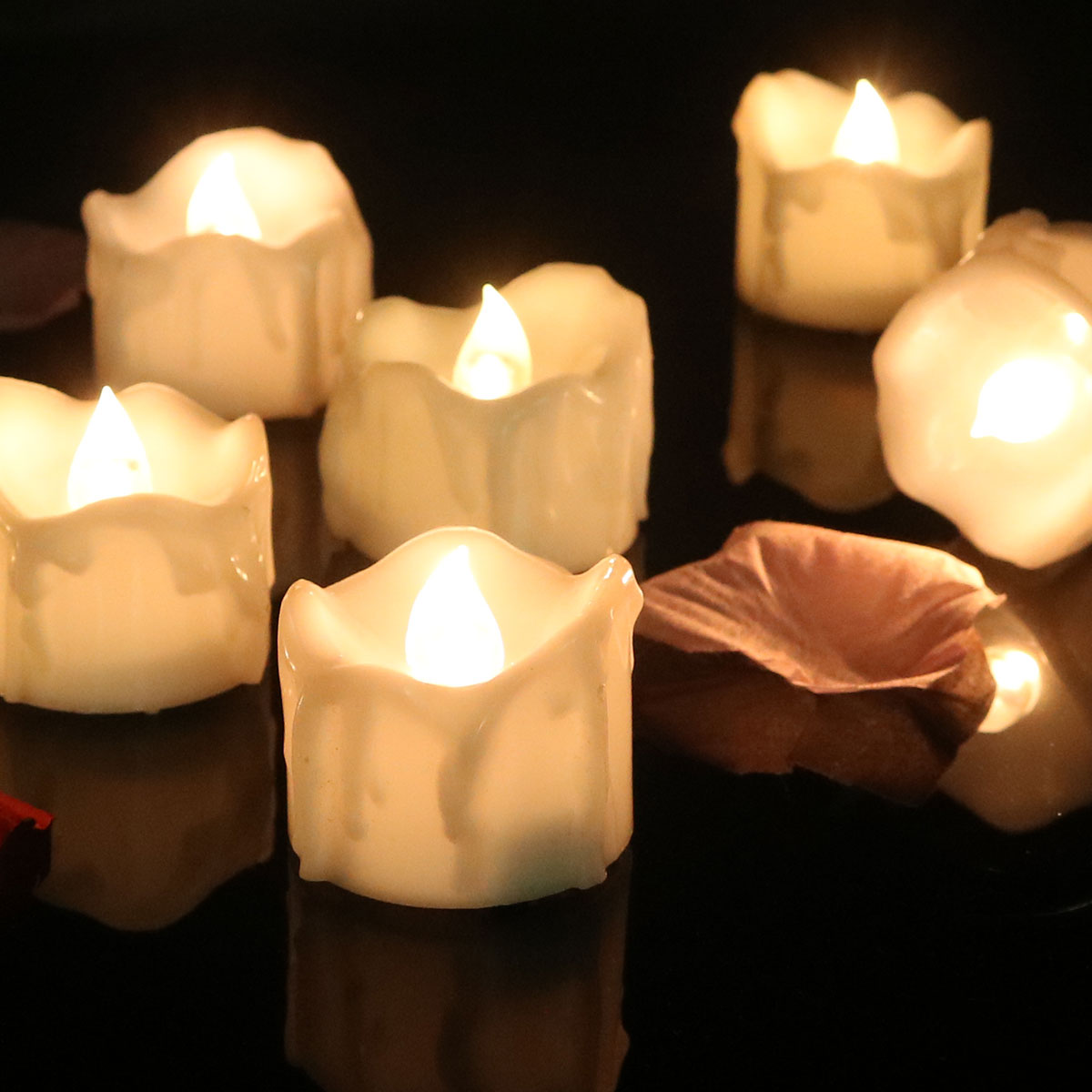 Flameless LED Candles 12-Pack, Plastic, 2.9 x 3.6 cm | Warm White, White, Yellow | 60-Hour Battery Life, No Open Flame 1