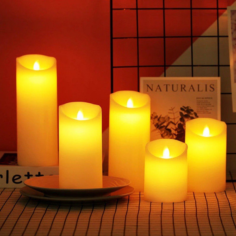 Flameless LED Block Candles ABS 5-Piece Set, 10-20 cm | Realistic Flicker Effect | Battery-Powered, No Open Flame 13