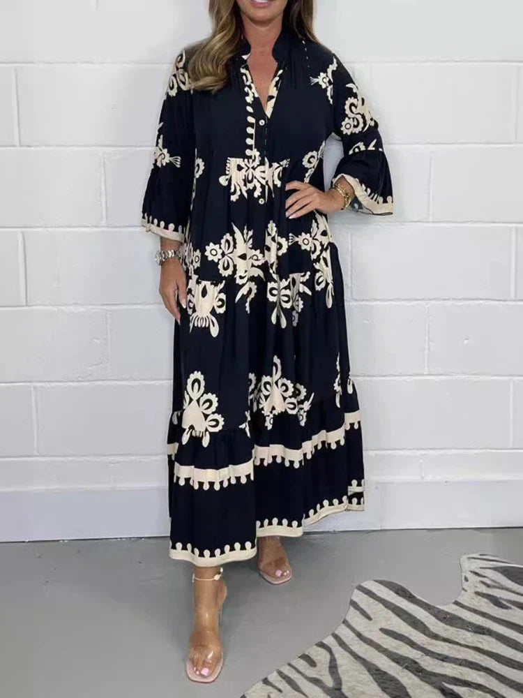 Serenity Collection | Women's Flowy Day Dress with Statement Horn Sleeves - Lightweight Summer Style for Comfort and Versatility 1