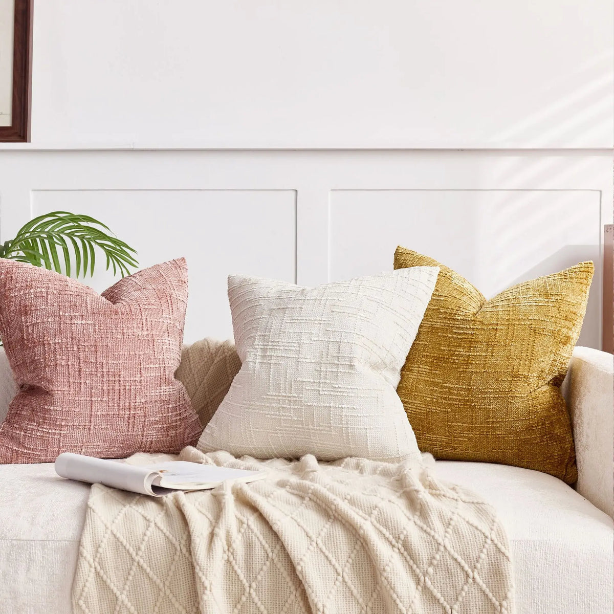 Chenille Cushion Cover, Bamboo-Weave Texture | 40cm x 40cm to 60cm x 60cm, 7 Colours | Soft, Easy-Care Chenille Fabric 2