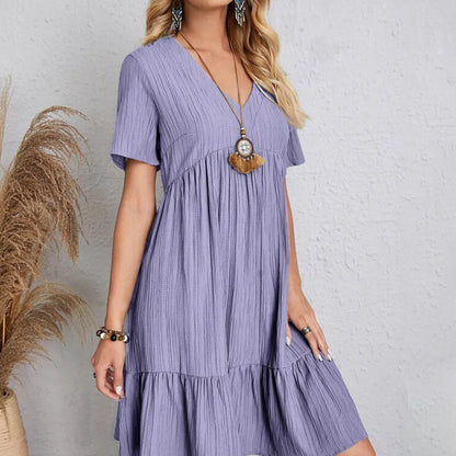 Everyday Chic | Women's Casual Summer Dress with V-Neck Design - Lightweight Polyester for All-Day Comfort 6