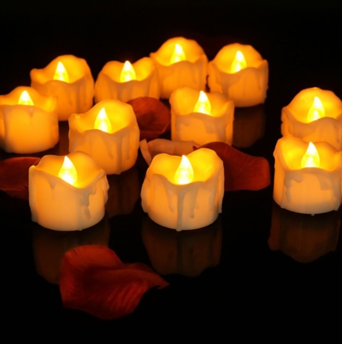 Flameless LED Candles 12-Pack, Plastic, 2.9 x 3.6 cm | Warm White, White, Yellow | 60-Hour Battery Life, No Open Flame 6