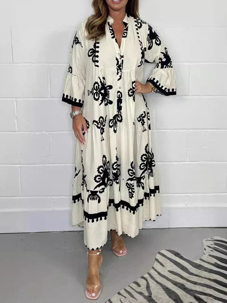 Serenity Collection | Women's Flowy Day Dress with Statement Horn Sleeves - Lightweight Summer Style for Comfort and Versatility 2
