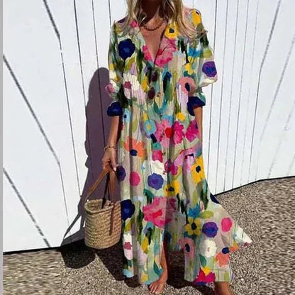 Boho Beach Dresses | Women's V-Neck Layered Skirt - Flowing Style for Summer 1