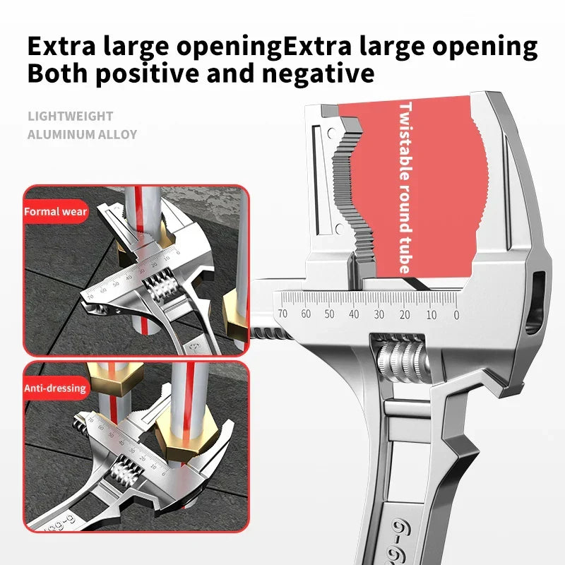 Adjustable Universal Wrench Aluminium Alloy | Large Opening for Nuts & Fittings | Compact Handle for Tight Spaces 8