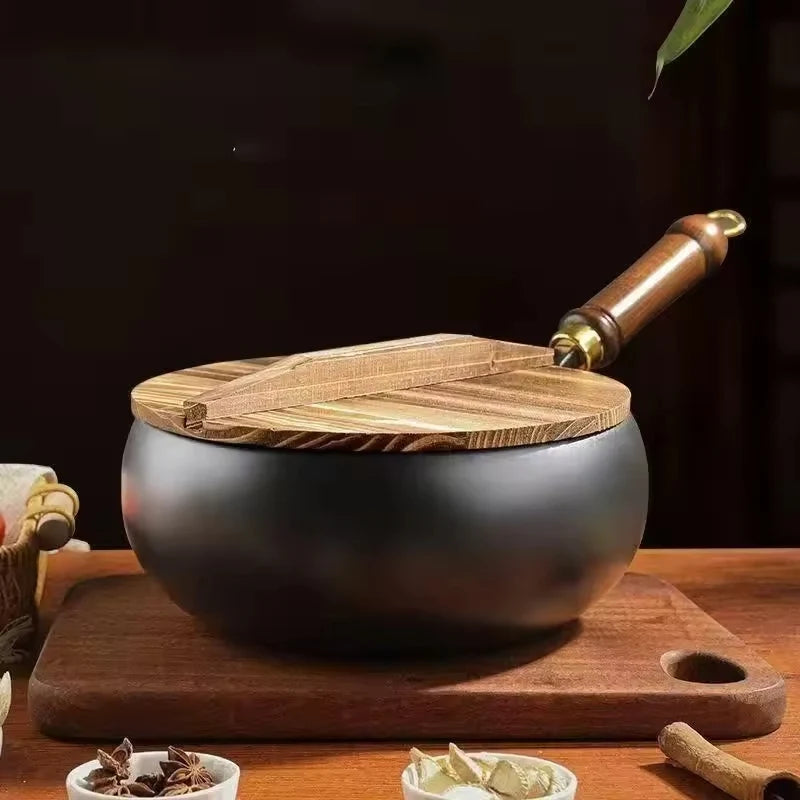 IronPot Pro | Traditional Carbon Steel Wok with Wooden Handle
