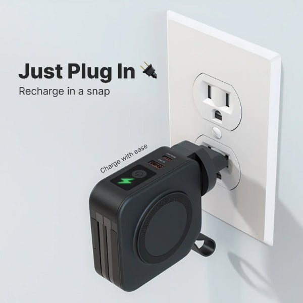 Wireless Charger Power Bank 5-in-1 Wall Plug Qi-Compatible with Built-In Cables 10
