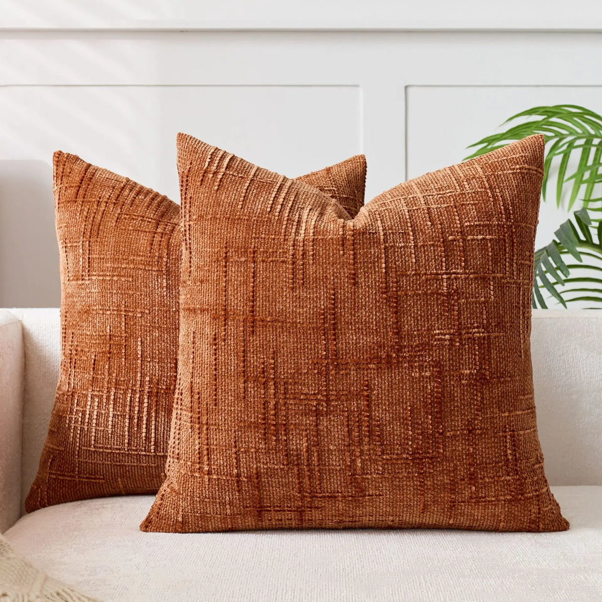 Chenille Cushion Cover, Bamboo-Weave Texture | 40cm x 40cm to 60cm x 60cm, 7 Colours | Soft, Easy-Care Chenille Fabric 11