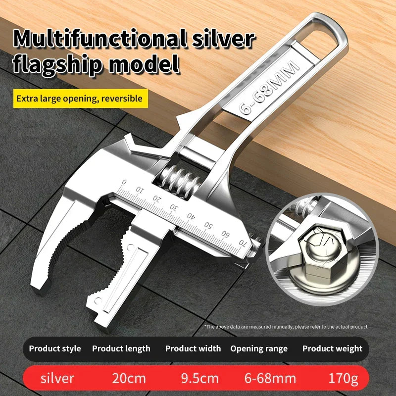 Adjustable Universal Wrench Aluminium Alloy | Large Opening for Nuts & Fittings | Compact Handle for Tight Spaces 1