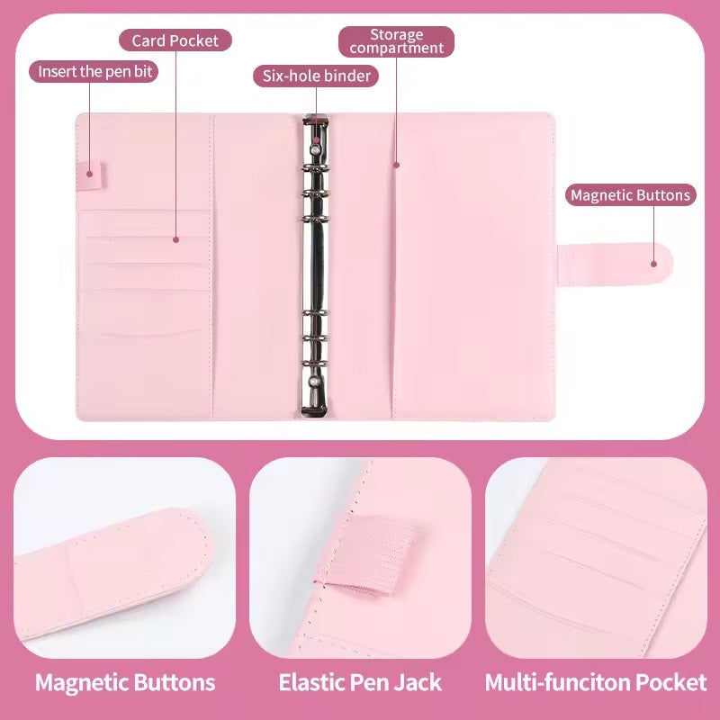 Savings Challenge Binder PU Leather Cover | 100 Labelled Envelope Slots & Tracker Pages | Save Over $5,050 in 100 Days