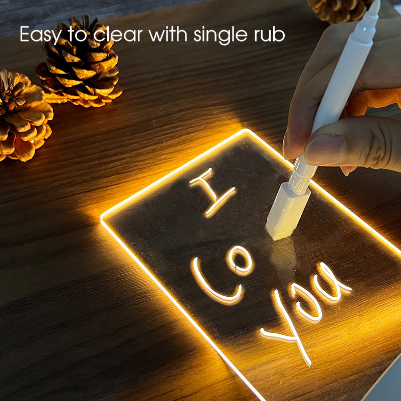 Lighted Message Board, Acrylic & ABS, 95 mm Base | USB or AA Battery Powered | Erasable Light Pen, 7 Colour Options 3