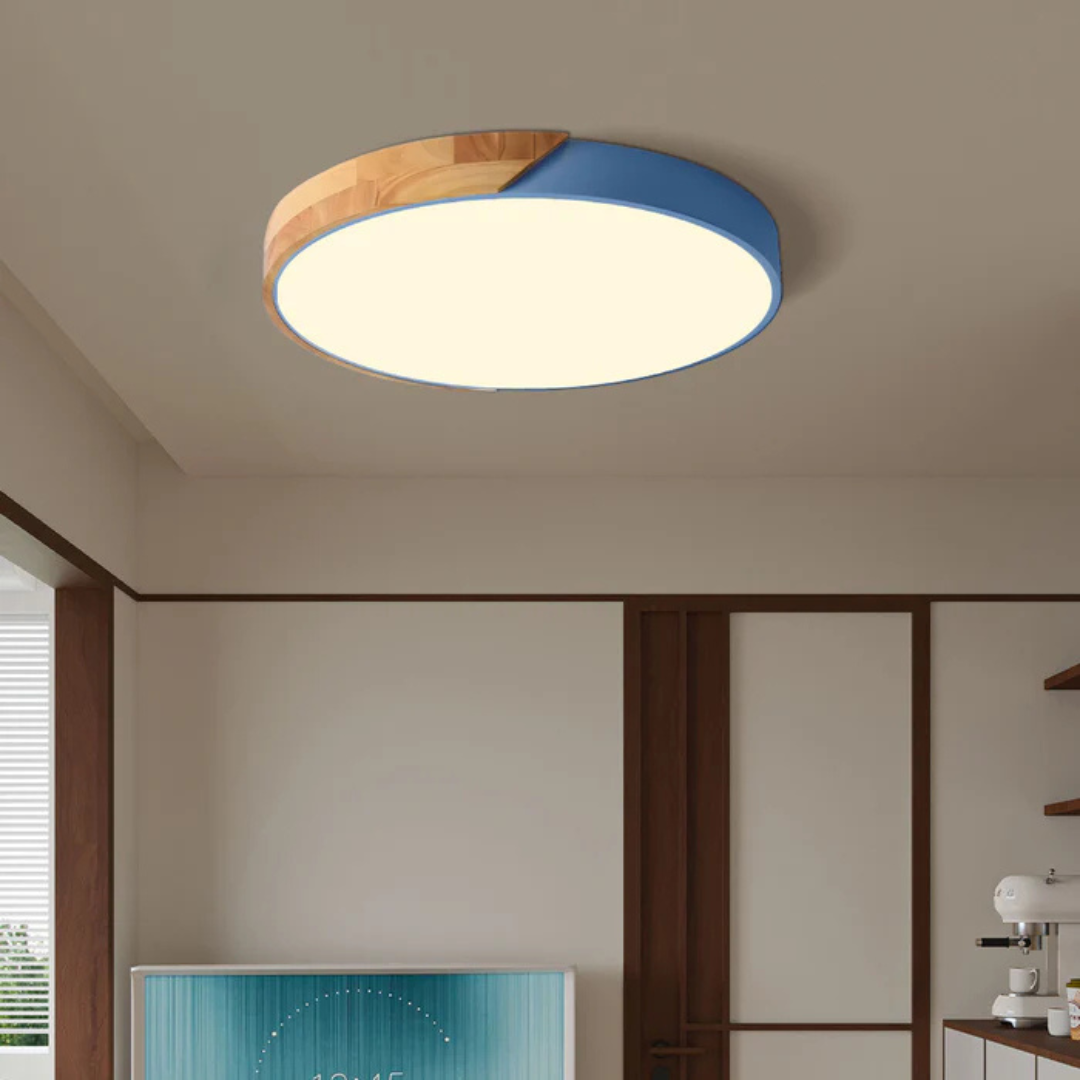 Scandinavian Wooden LED Ceiling Light | Modern Flush Mount Fixture