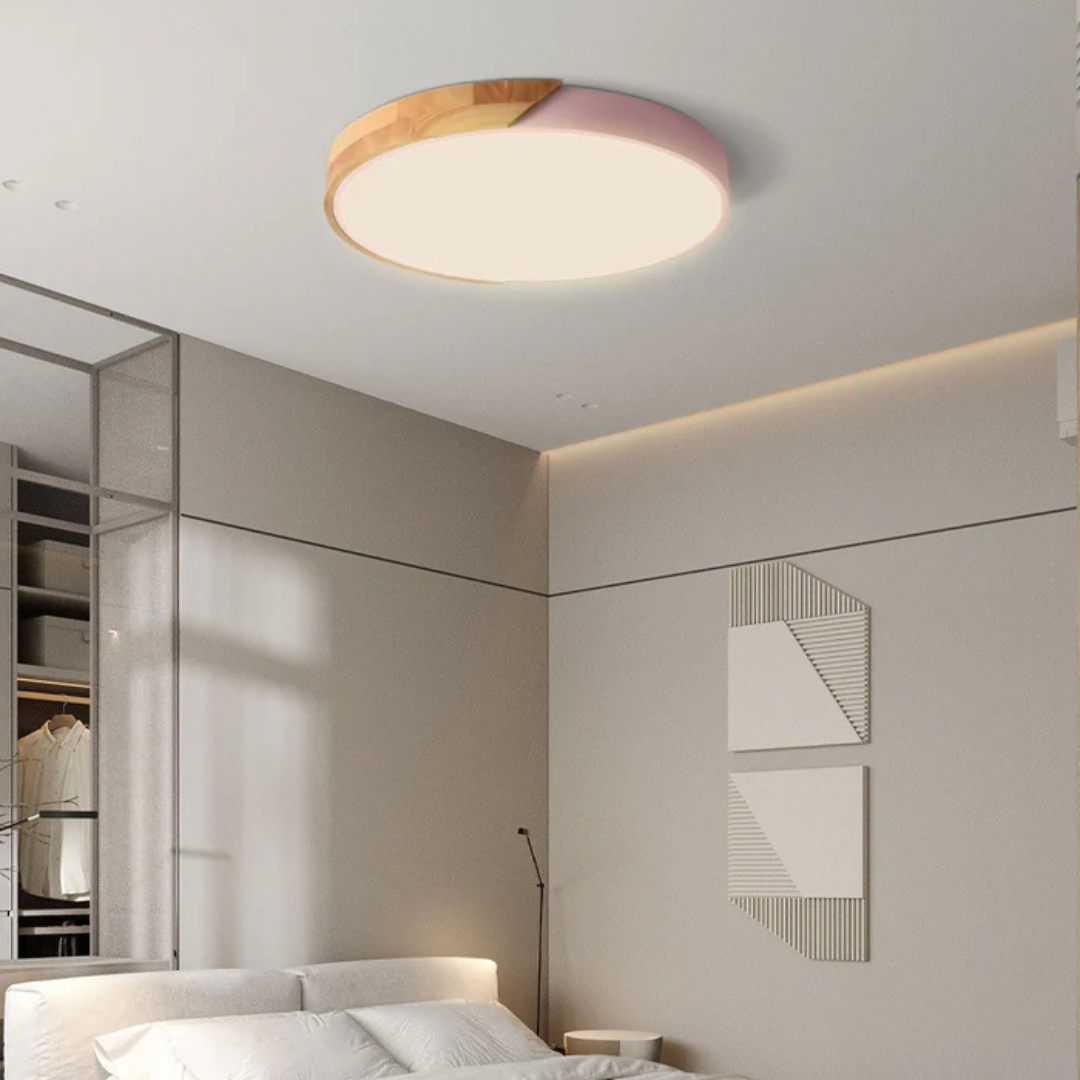 Scandinavian Wooden LED Ceiling Light | Modern Flush Mount Fixture