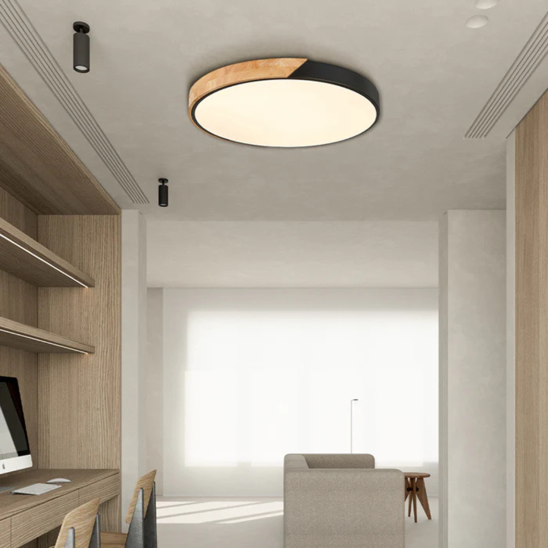 Scandinavian Wooden LED Ceiling Light | Modern Flush Mount Fixture