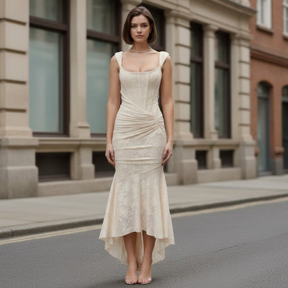 Elegant Evening Dress | Off-Shoulder Gown with Floral Texture - Versatile Style for Formal Occasions