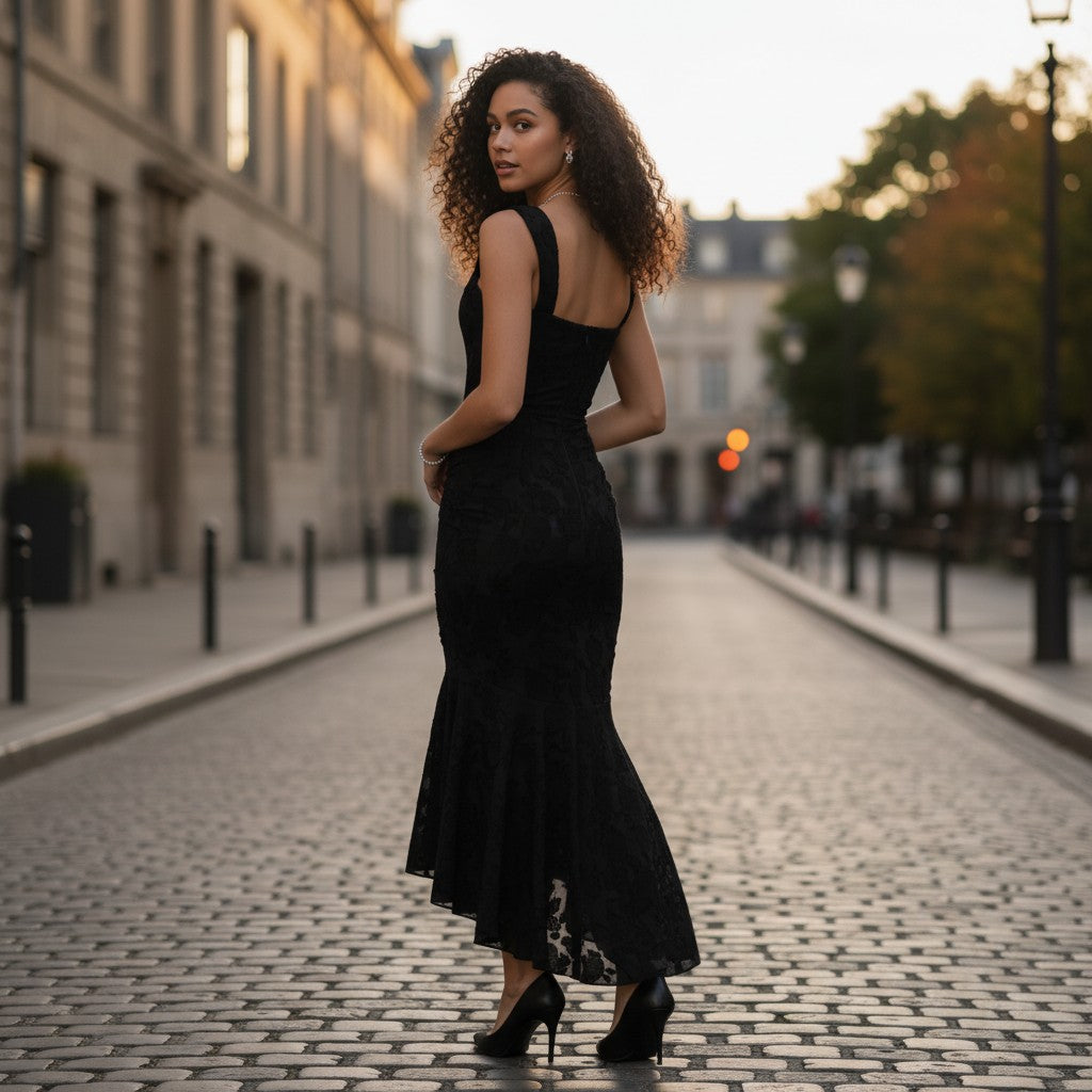 Elegant Evening Dress | Off-Shoulder Gown with Floral Texture - Versatile Style for Formal Occasions