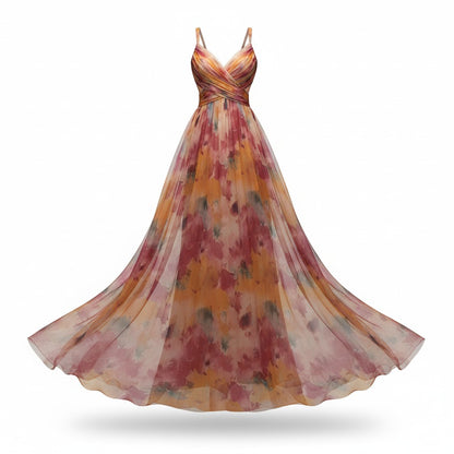 Floral Elegance | Women's Maxi Dress - A-Line Sleeveless Design with Floral Print