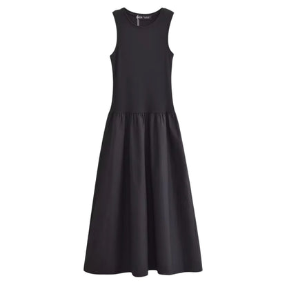 ElegantWear | Women's Midi Dress - Sleeveless A-Line with Defined Waist