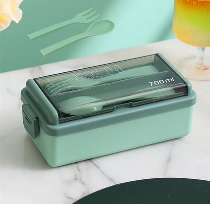 Double Layer Bento Box | 1400ml Portable Lunch Box with Fork & Spoon