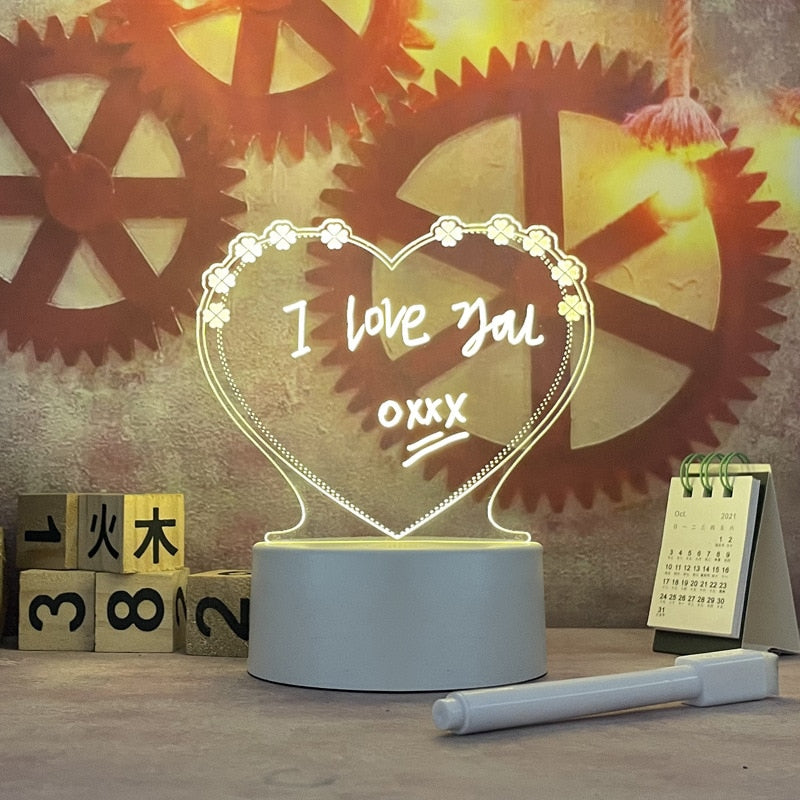 Lighted Message Board, Acrylic & ABS, 95 mm Base | USB or AA Battery Powered | Erasable Light Pen, 7 Colour Options 4
