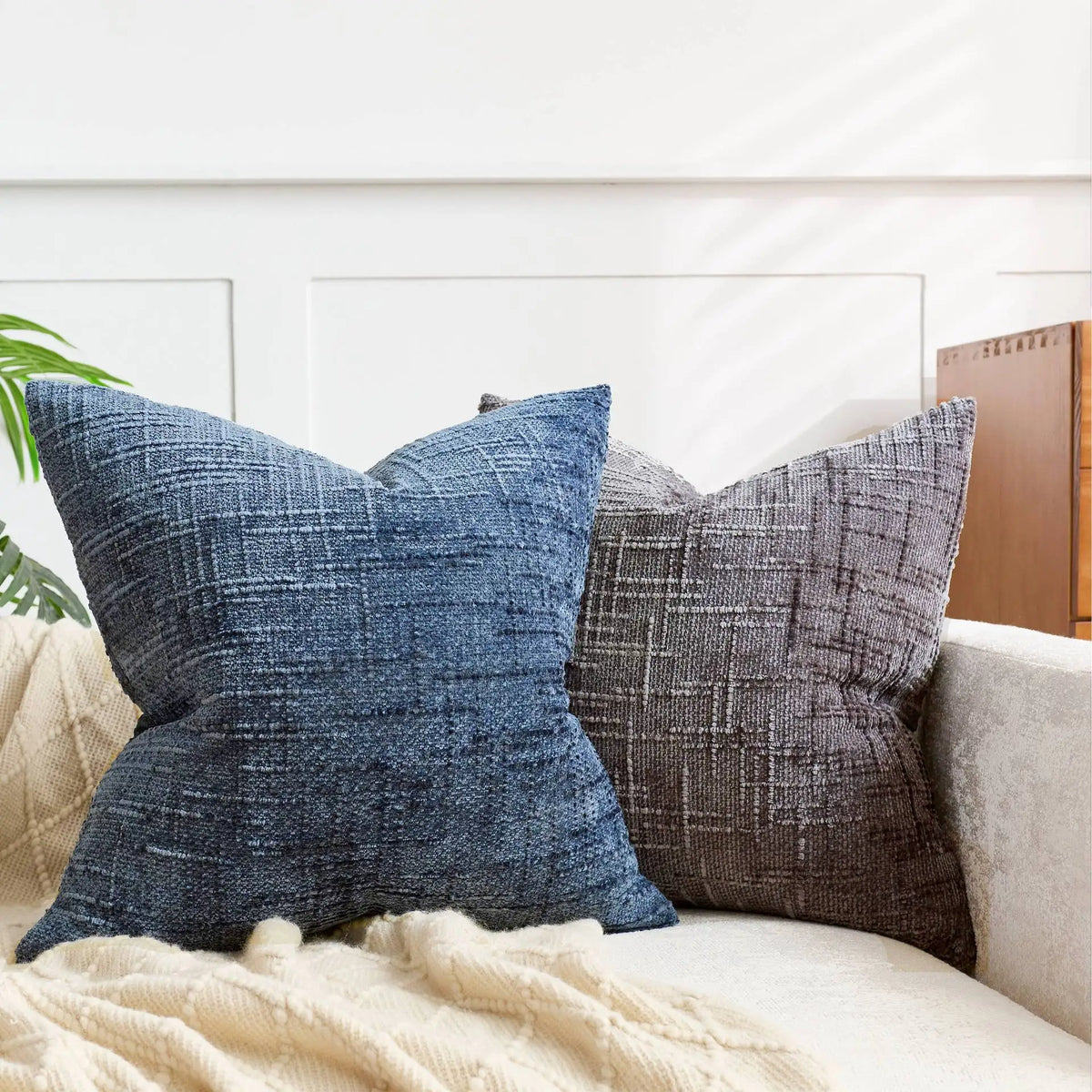 Chenille Cushion Cover, Bamboo-Weave Texture | 40cm x 40cm to 60cm x 60cm, 7 Colours | Soft, Easy-Care Chenille Fabric 3