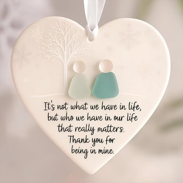 Sea Glass Heart Keepsake Ceramic Decor | Handcrafted Ocean-Inspired Design | Lasting Friendship Gift Decor Piece