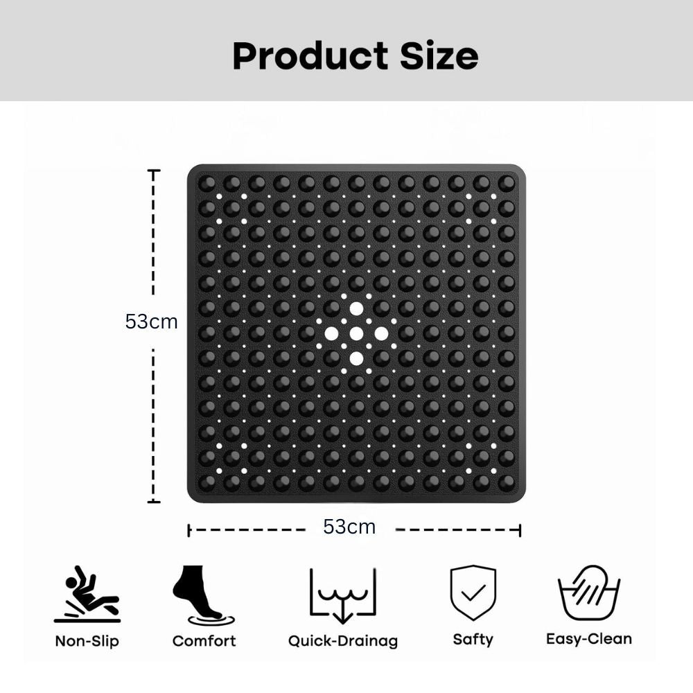 SecureGrip | Non-Slip Bath Mat – Square PVC Design With Suction Cups