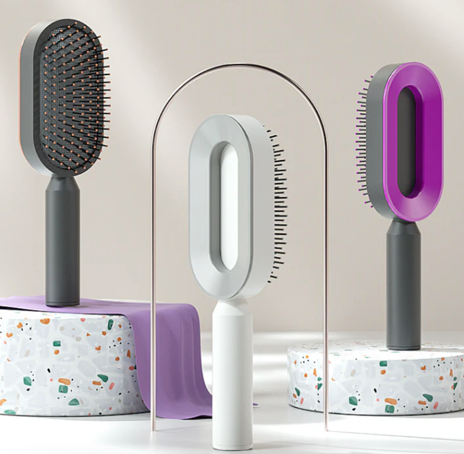 Self-Cleaning Hairbrush | Retractable Bristles & Soothing Scalp Massage | Gentle Detangling for All Hair Lengths