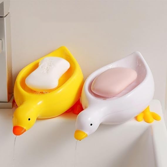 Self-Draining Soap Dish Plastic | Swan-Shaped Design with Tilted Drainage | Keeps Soap Dry, No Drilling Needed