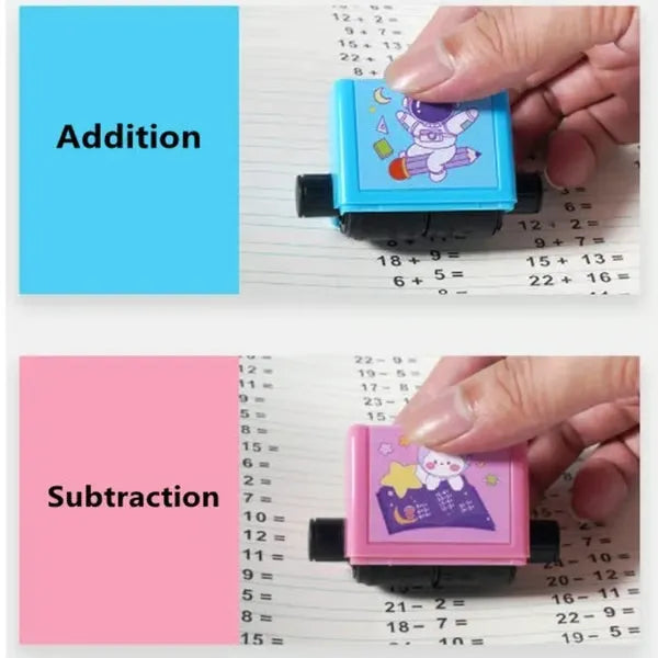 Self-Inking Maths Practice Stamp Roller | Adjustable Difficulty Number Wheels | Mess-Free Instant Worksheet Maker