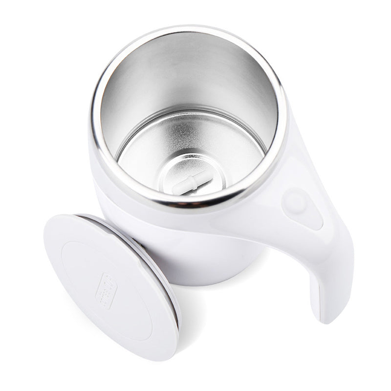 Self Stirring Mug | Flat Seating Lid, Sweeping Side Handle