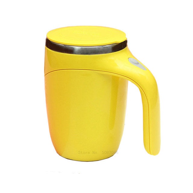 Self Stirring Mug | Flat Seating Lid, Sweeping Side Handle