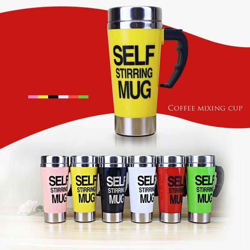 Self Stirring Thermal Cup | Screw Lid, Handle-Top Button