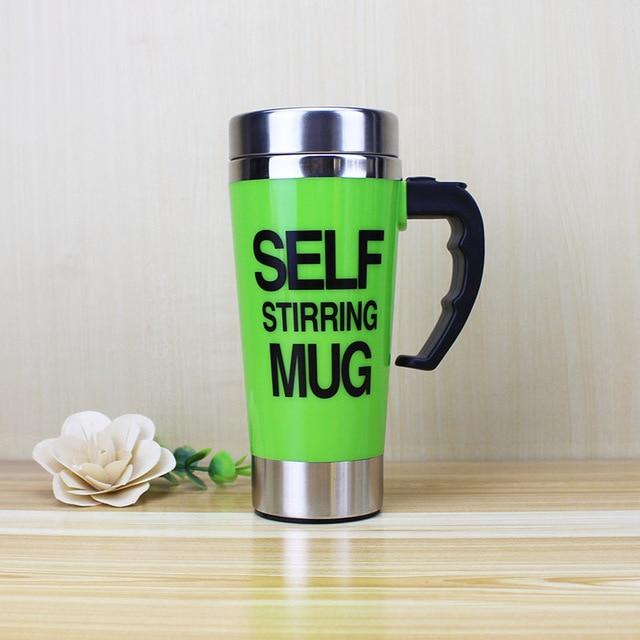 Self Stirring Thermal Cup | Screw Lid, Handle-Top Button