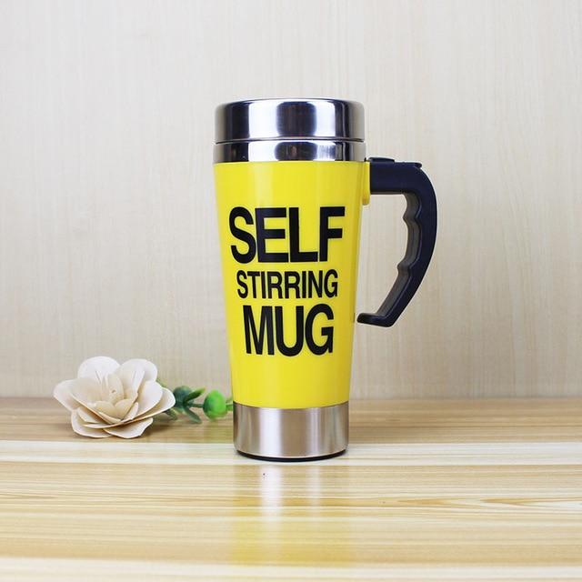 Self Stirring Thermal Cup | Screw Lid, Handle-Top Button