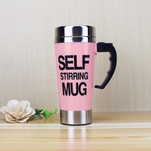 Self Stirring Thermal Cup | Screw Lid, Handle-Top Button