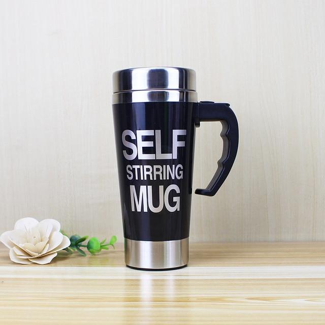 Self Stirring Thermal Cup | Screw Lid, Handle-Top Button