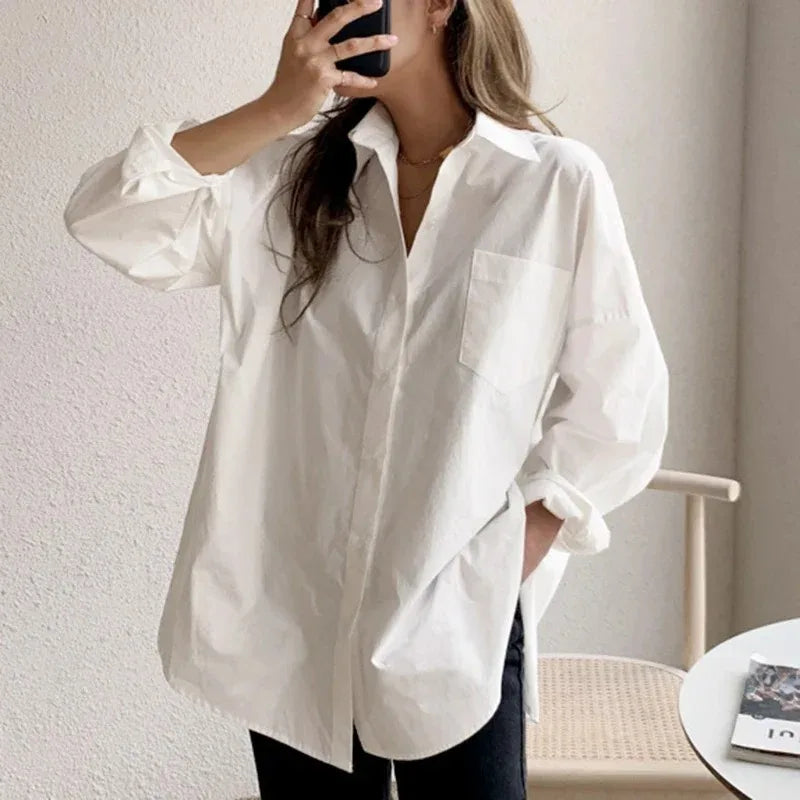 Selvyn | Women's Blouse - Oversized Button Down with Long Sleeves 4