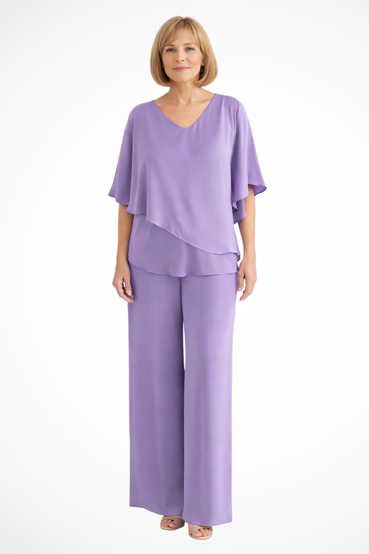 Serena | Women's Loungewear Set – V Neck Top & Wide Leg Trousers 0