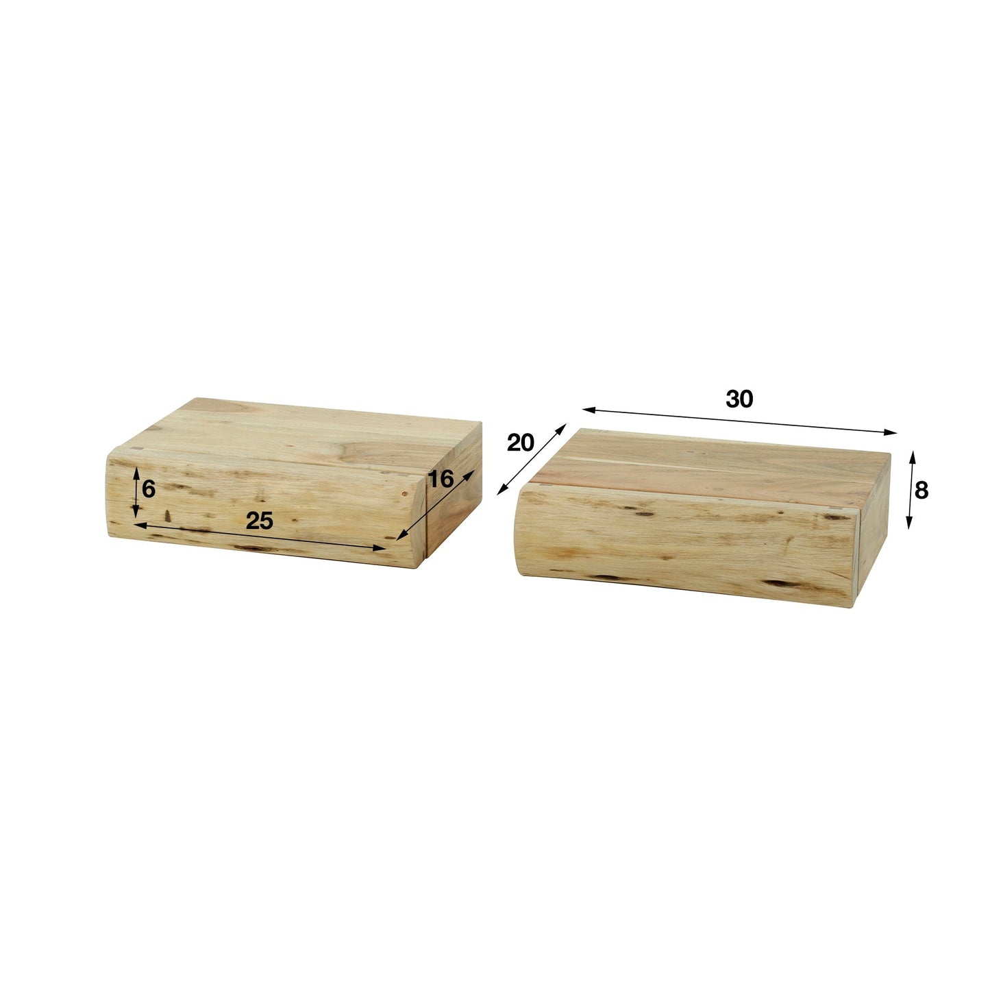 Set of 2 Hanging Nightstands – Acacia Wood, Compact Design for the Bedroom or Guest Room 5