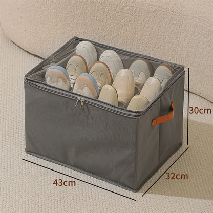 Shoe organizer with window and leather handles 4