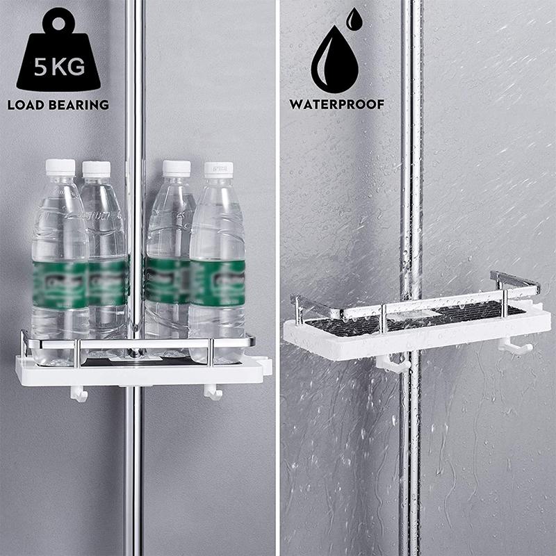 Shower Caddy Pole Rack ABS | Adjustable Height, No-Drill Install, Stainless Steel Fence | Rust-Free Bathroom Storage