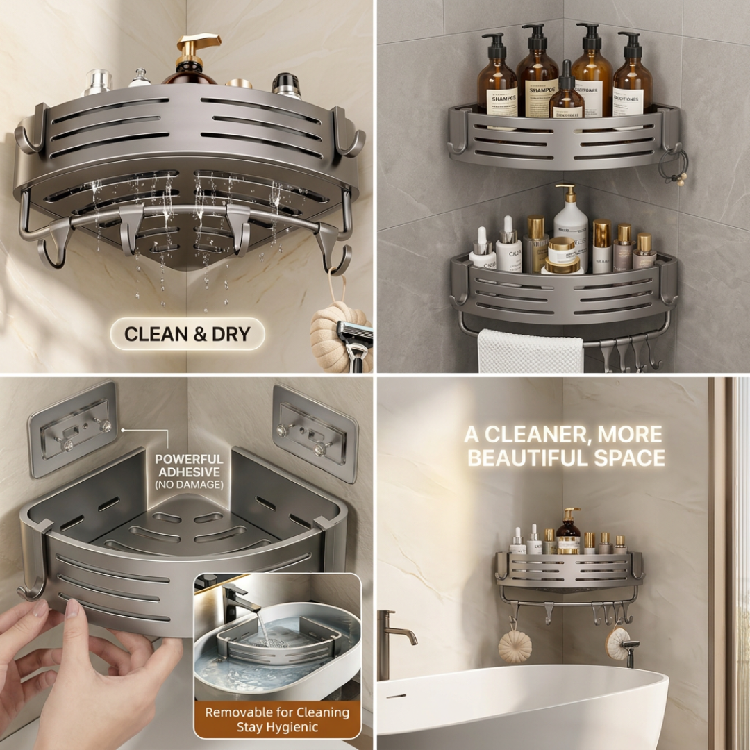 Shower Shelf 2-Piece Set | BathRack Corner Storage Organizer