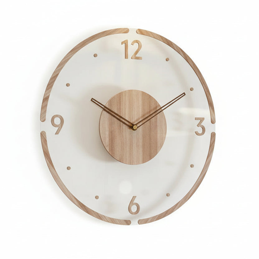 Silent Wooden Wall Clock | 35cm Clear Face Minimalist