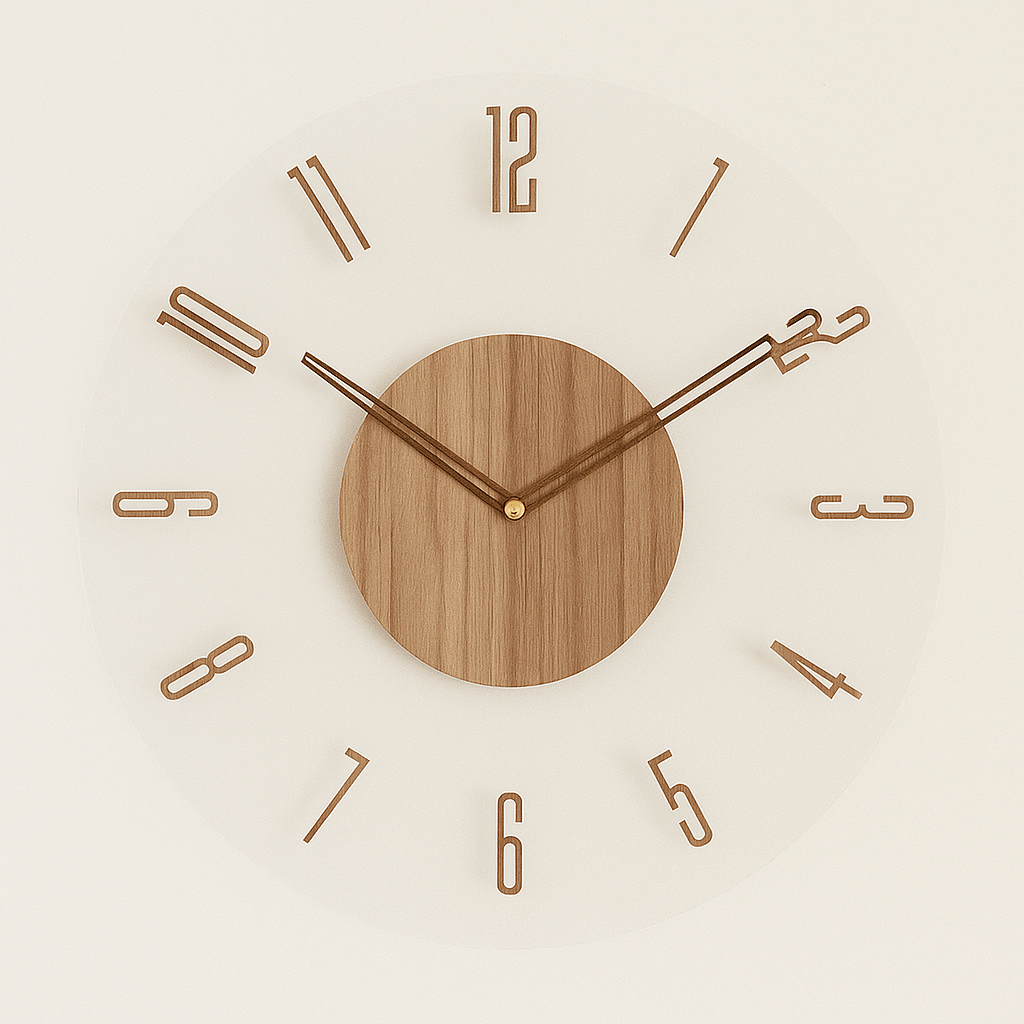 Silent Wooden Wall Clock | 35cm Clear Face Minimalist