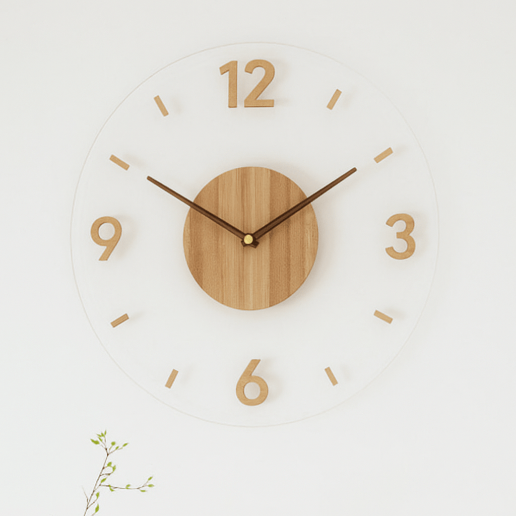 Silent Wooden Wall Clock | 35cm Clear Face Minimalist