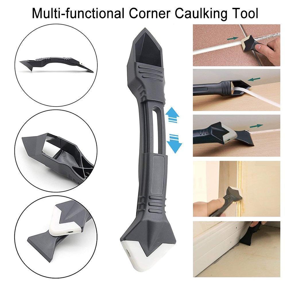 Silicone Caulking Tool Set | Stainless Steel Remover with 5 Exchangeable Pads | Smooth Sealant Finishing & Easy Cleanup