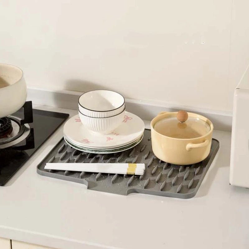 Silicone Fast Water Drainage Drying Mat | Anti-Slip Dish Draining Design