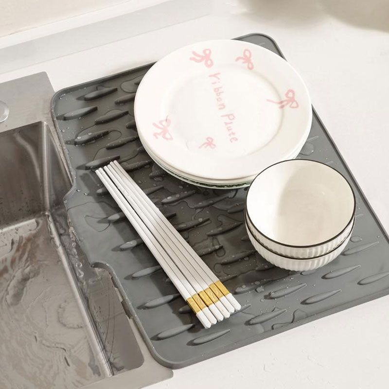 Silicone Fast Water Drainage Drying Mat | Anti-Slip Dish Draining Design